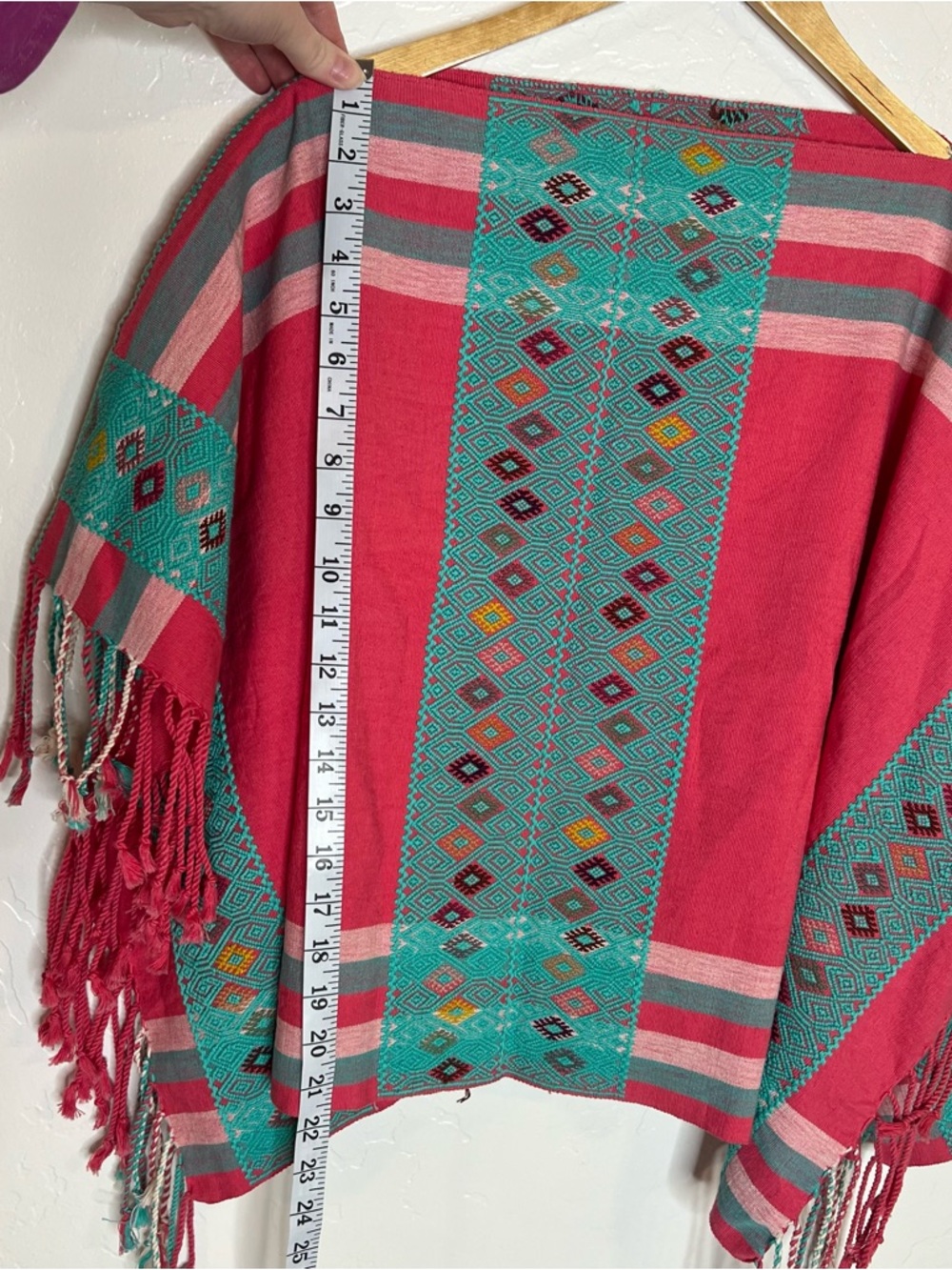 Poncho Bohemian Festival embroidered tassels concert western Aztec OS - Picture 7 of 14